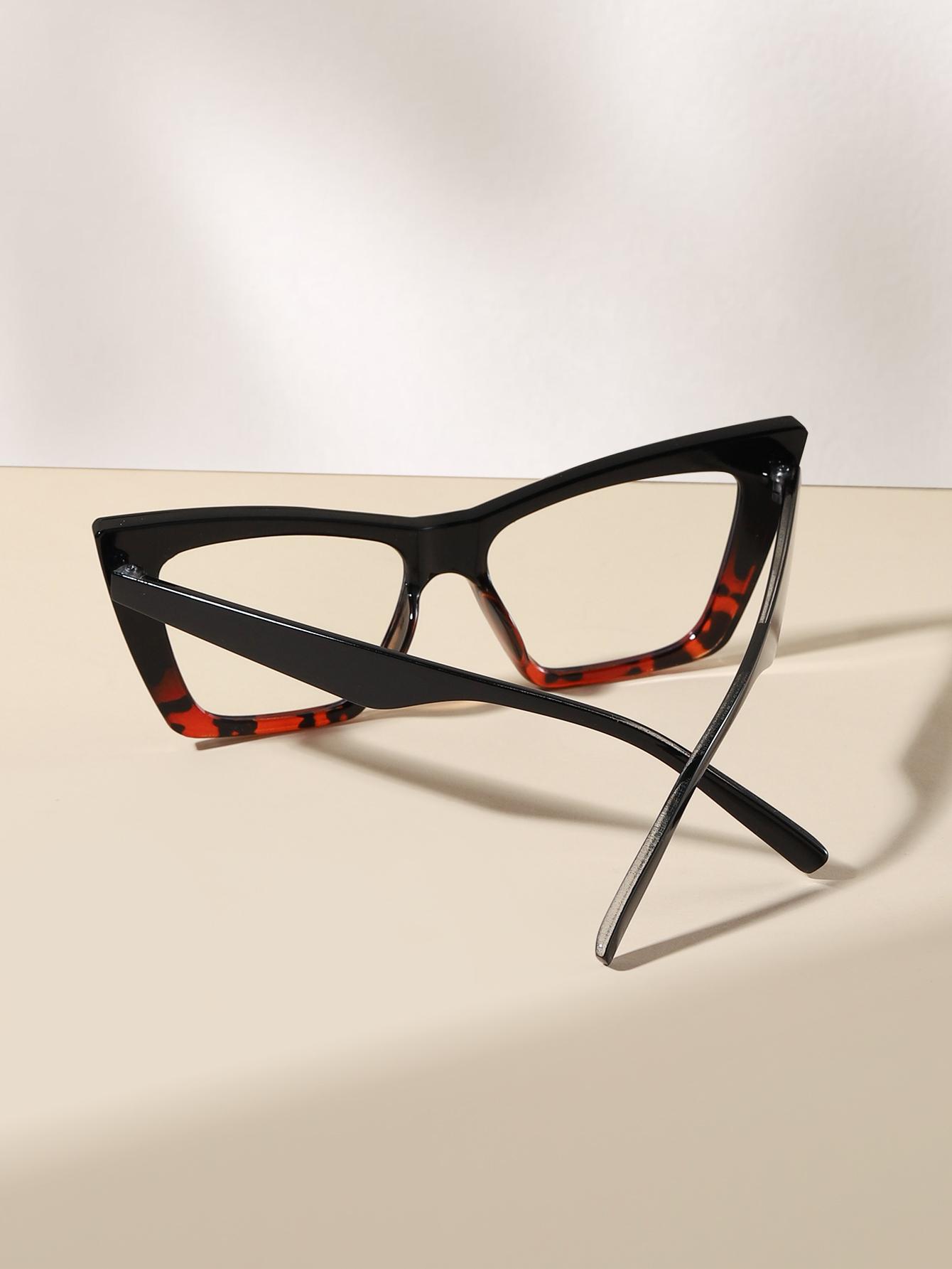 Women's Fashion Cat Eye Color Block Frame Glasses, Stylish Eyeglass, Casual Eyewear, Retro Style, Perfect for Students Daily Use, Clothing Accessory, Trendy Casual Eyeglasses