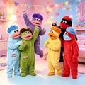 Kids' 3-Pcs Novelty Animal Monster Pajama Set - Soft Fuzzy Flannel Onesie, Matching Shoes & Comb, Squad Clothes, Cosplay Loungewear, Halloween Costume, Outfits Inspo