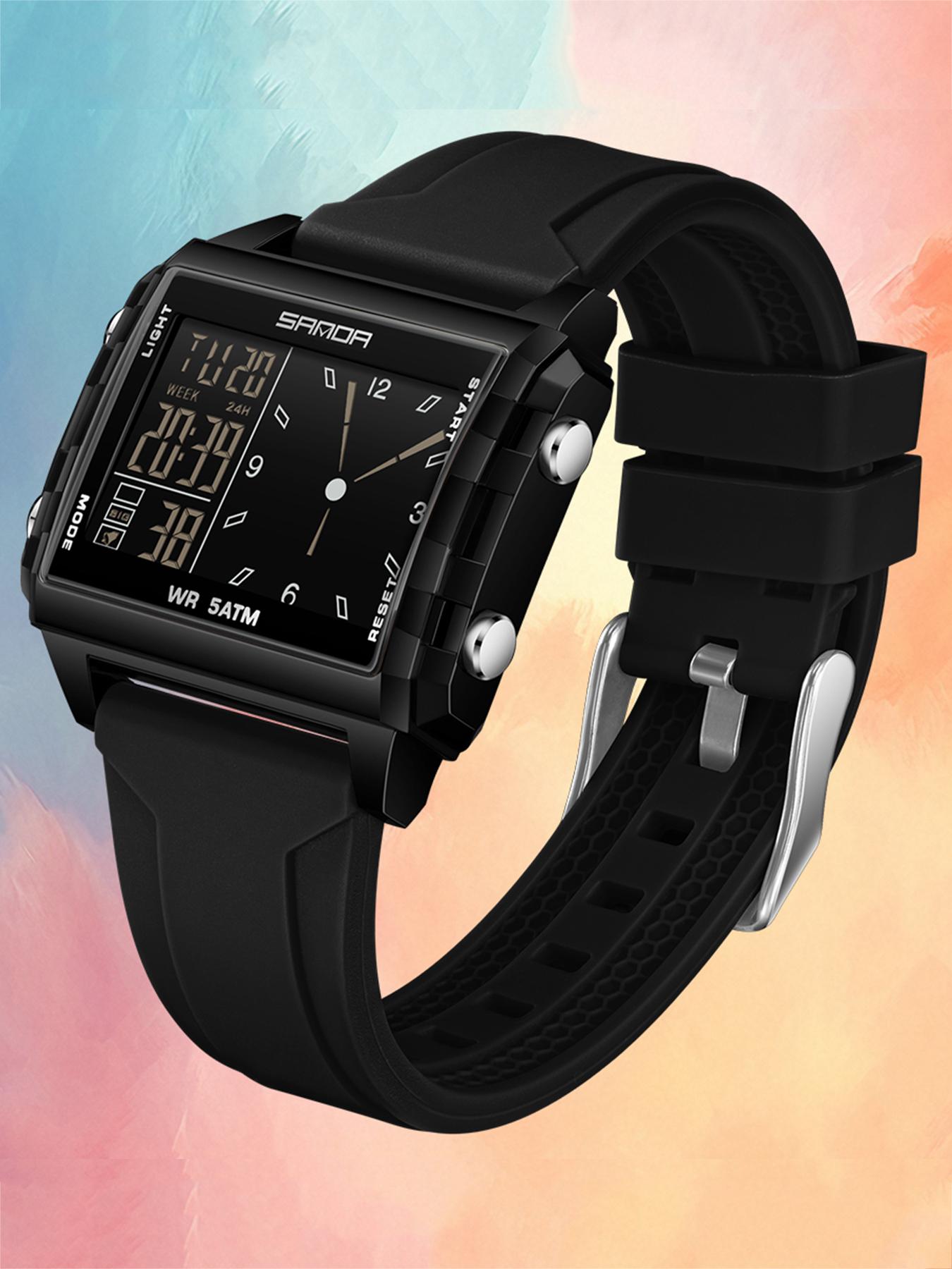 SANDA Unisex Analog-Digital Fashion Watch, Waterproof Luminous Multi-Function Youth Style Watch with Countdown Timer, Perfect for Casual Wear