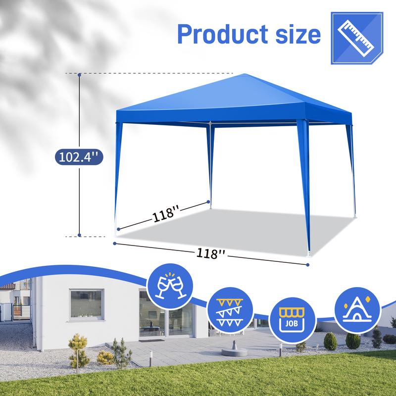 10'x10' Gazebo Waterproof Outdoor Canopy Patio Tent Party Tent for Wedding BBQ Cater, Blue 10'x10' Gazebo Waterproof Outdoor Canopy Patio Tent Party Tent for Wedding BBQ Cater, Blue