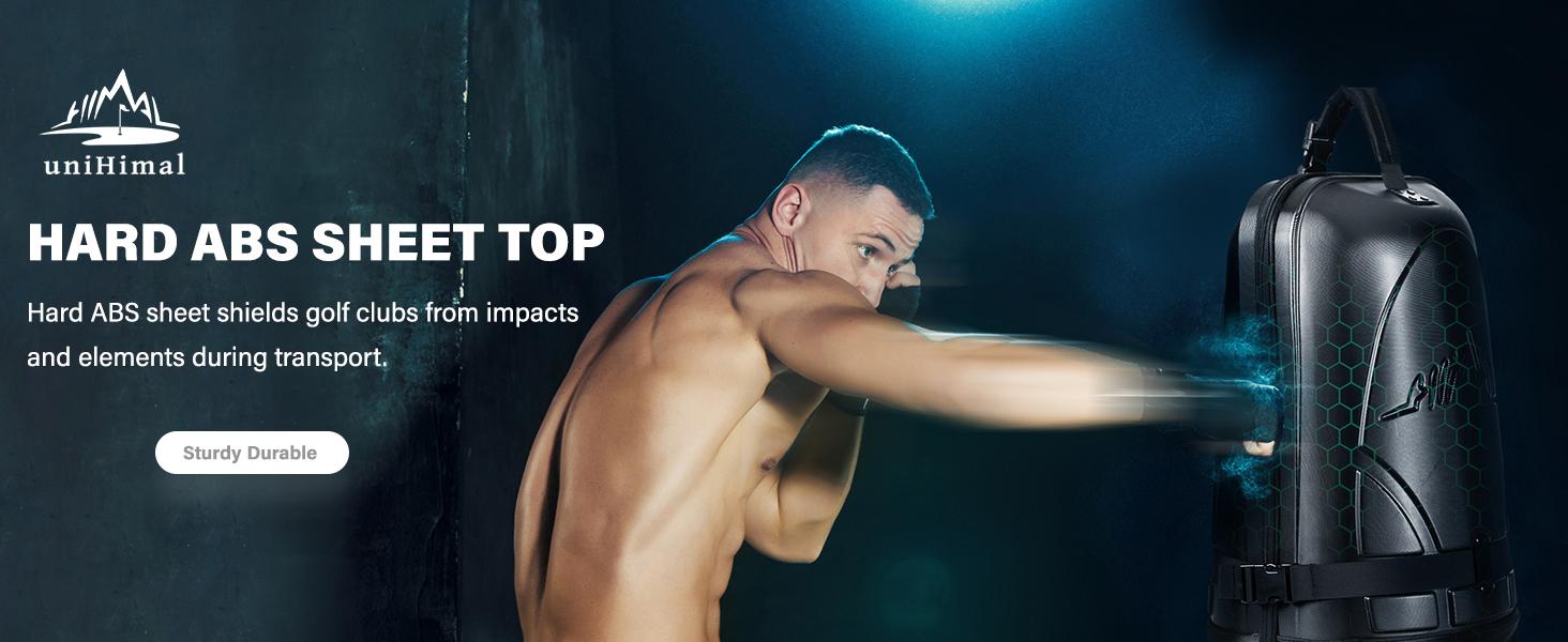 UNIHIMAL Golf Travel Bag with Hard Case Top, 1680D Heavy Duty Oxford Golf Club Travel Bags for Airlines with Wheels Easy to Maneuver