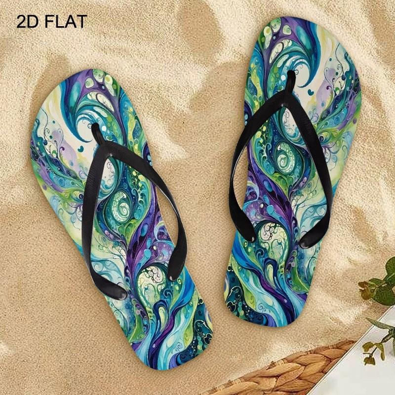 New Women'S Flip Flops for Summer 2026, Featuring Open Toe Design And Available in Various Colors And Sizes. These Flat-Heeled Sandals Showcase a Lively Swirl Pattern, Perfect for Mother'S Day, Easter, Holiday Gifts, Women Shoes