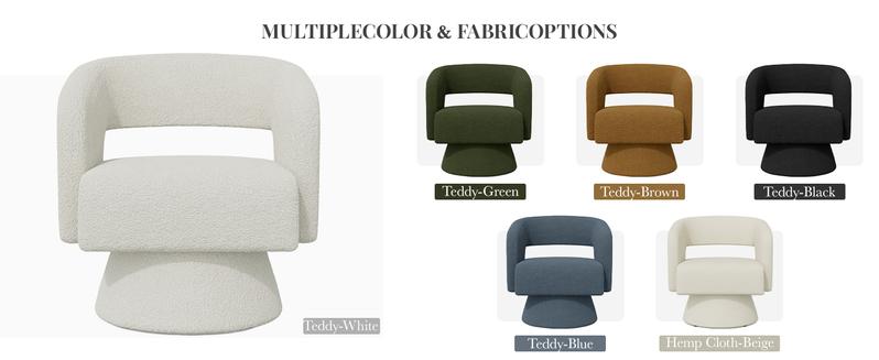 Swivel Barrel Accent Chair,Oversized Teddy Upholstered Round Swivel Chair,Modern Luxury 360 Degree Living Room Vanity Chair for Bedroom Office,Black