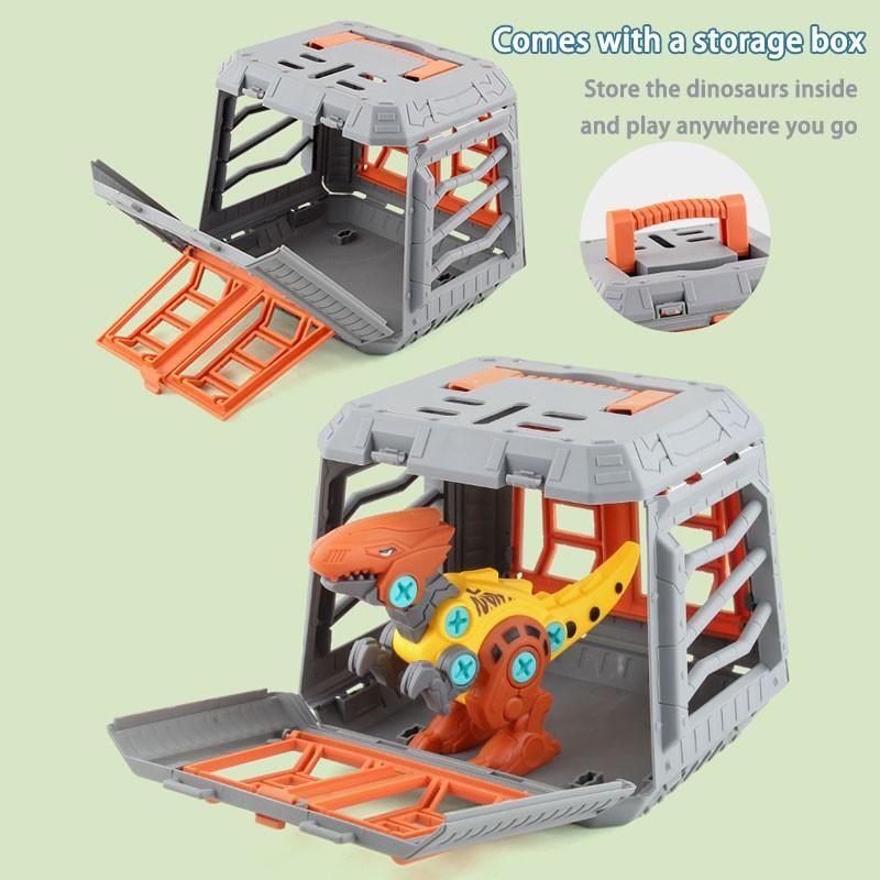 Removable Dinosaur Building Blocks Toy for Kids, Building Block Sets, 4-Pack DIY Dinosaur Toys, Dinosaur Stacking and Assembly Set, Educational Construction Kit with Storage Box, Includes Handheld Screwdriver, Dinosaur Gift for Boys and Girls Ages 3-5