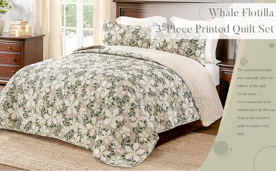 【blackfriday/cybermonday】Whale Flotilla Reversible Paisley Quilts, Lightweight Boho Printed Bedspreads Coverlets Quilt Bedding Set with 2 Pillow Shams for All Seasons