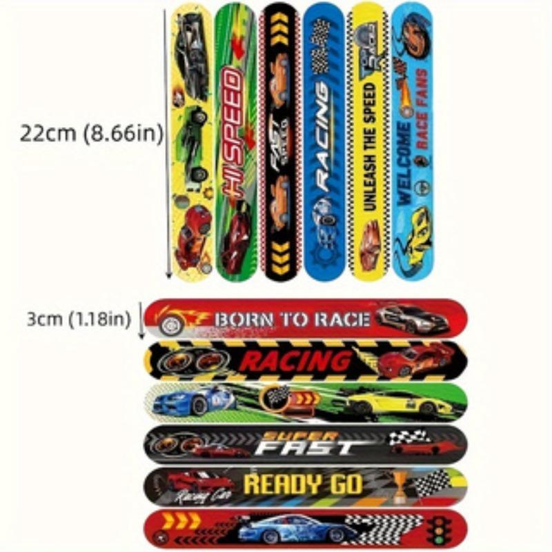24pcs Racing Day Slap Bracelets, Snap Bracelet Bands for Gifts, Racing Party Favors, Cute Wristbands, Birthday Gifts, Classroom Prize Gifts