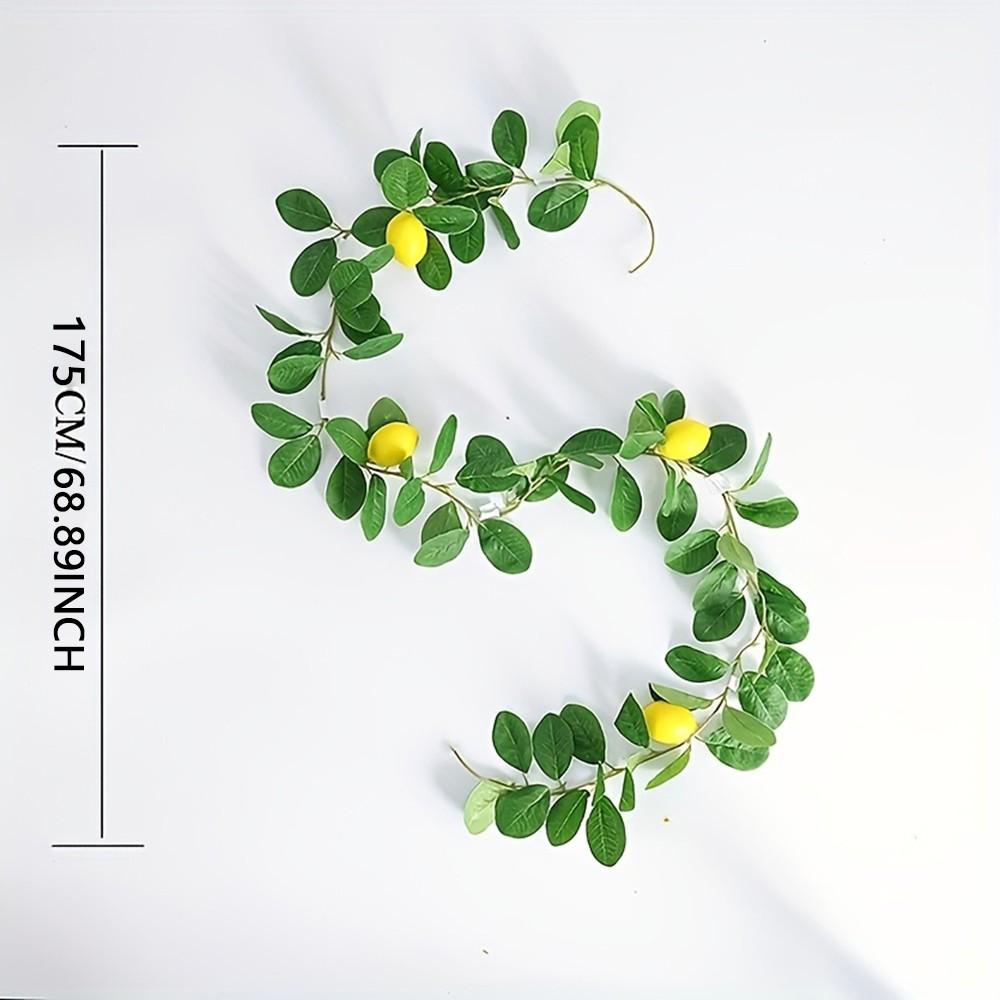 6FT Artificial Lemon Garland, Faux Lemon Vine Greenery Garland with Realistic Leaves & 3 Lemons,  Suitable for Kitchen, Wedding, Farmhouse Mantel, Party Background Decor, Maintenance-Free