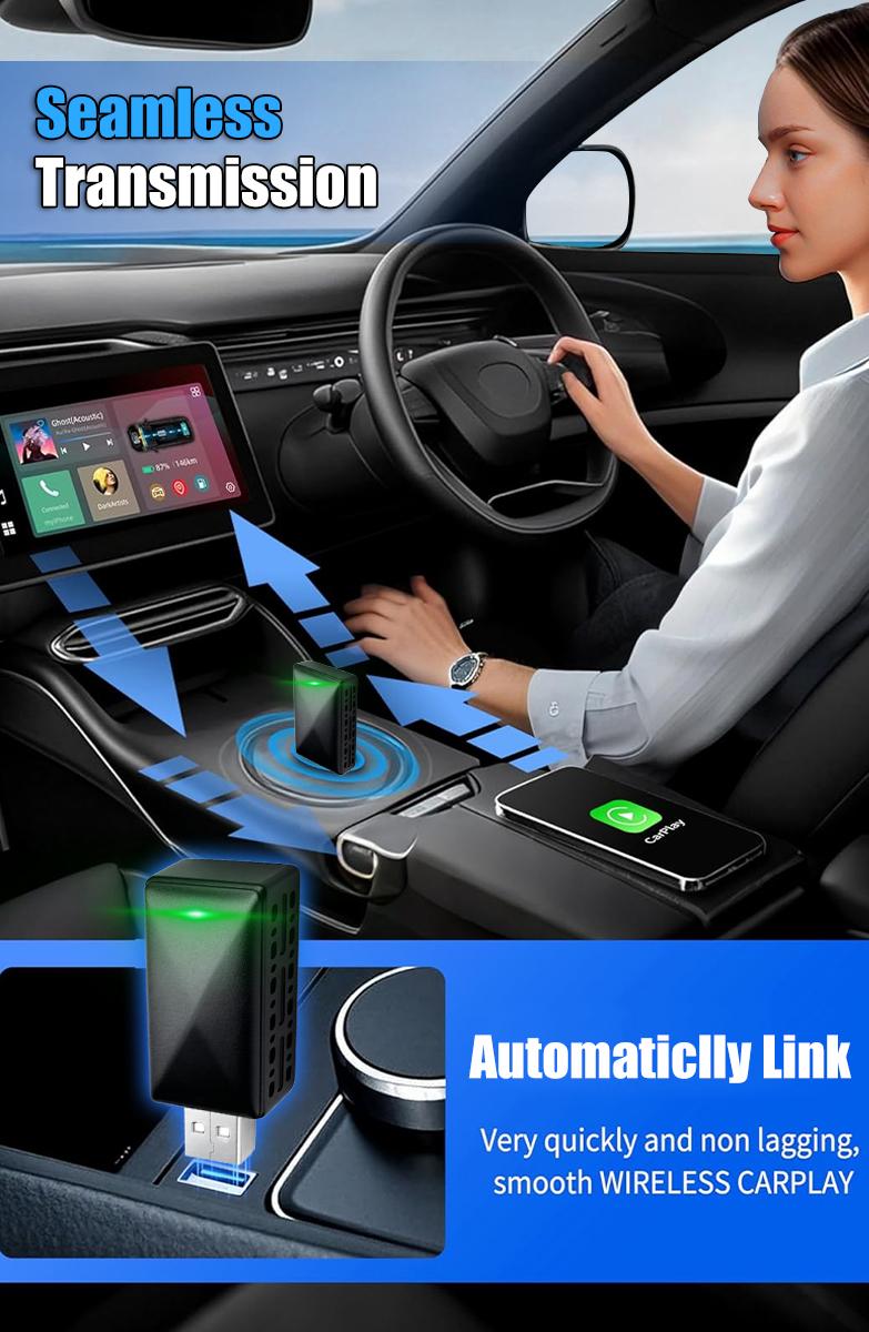 Wireless CarPlay Adapter for iPhone/Android, Converts Wired CarPlay to Wireless, Plug and Play, Fast and Stable Connection, Bluetooth Car Adapter, Electronic Charger, Car Accessories Wireless CarPlay Adapter for iPhone/Android, Converts Wired CarPlay to Wireless, Plug and Play, Fast and Stable Connection, Bluetooth Car Adapter, Electronic Charger, Car Accessories