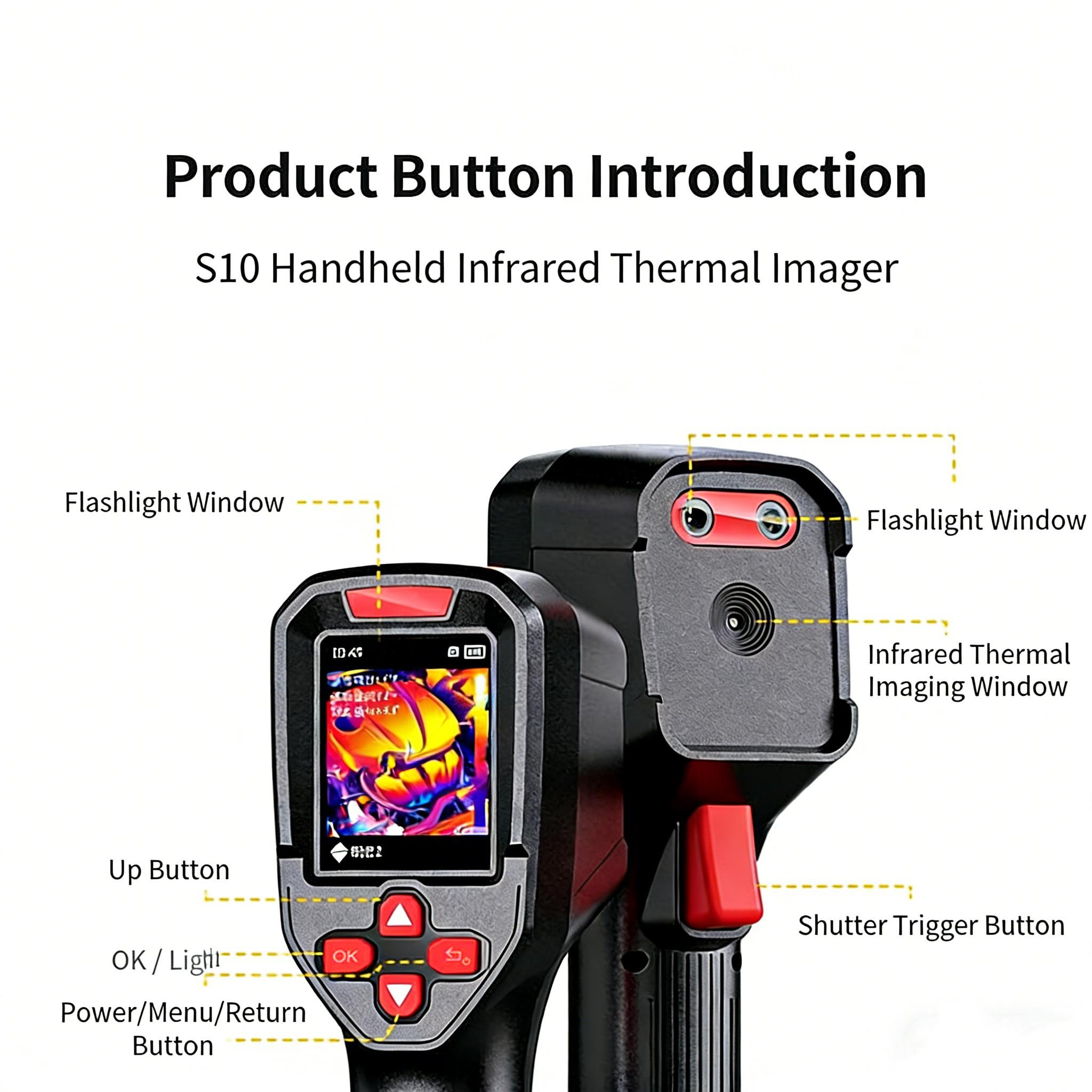 Handheld Thermal Camera, 320 X 240 Tisr Resolution, 24h Battery Life, 25 Hz Infrared Camera, Temperature Alarm, -4°f to 842°f