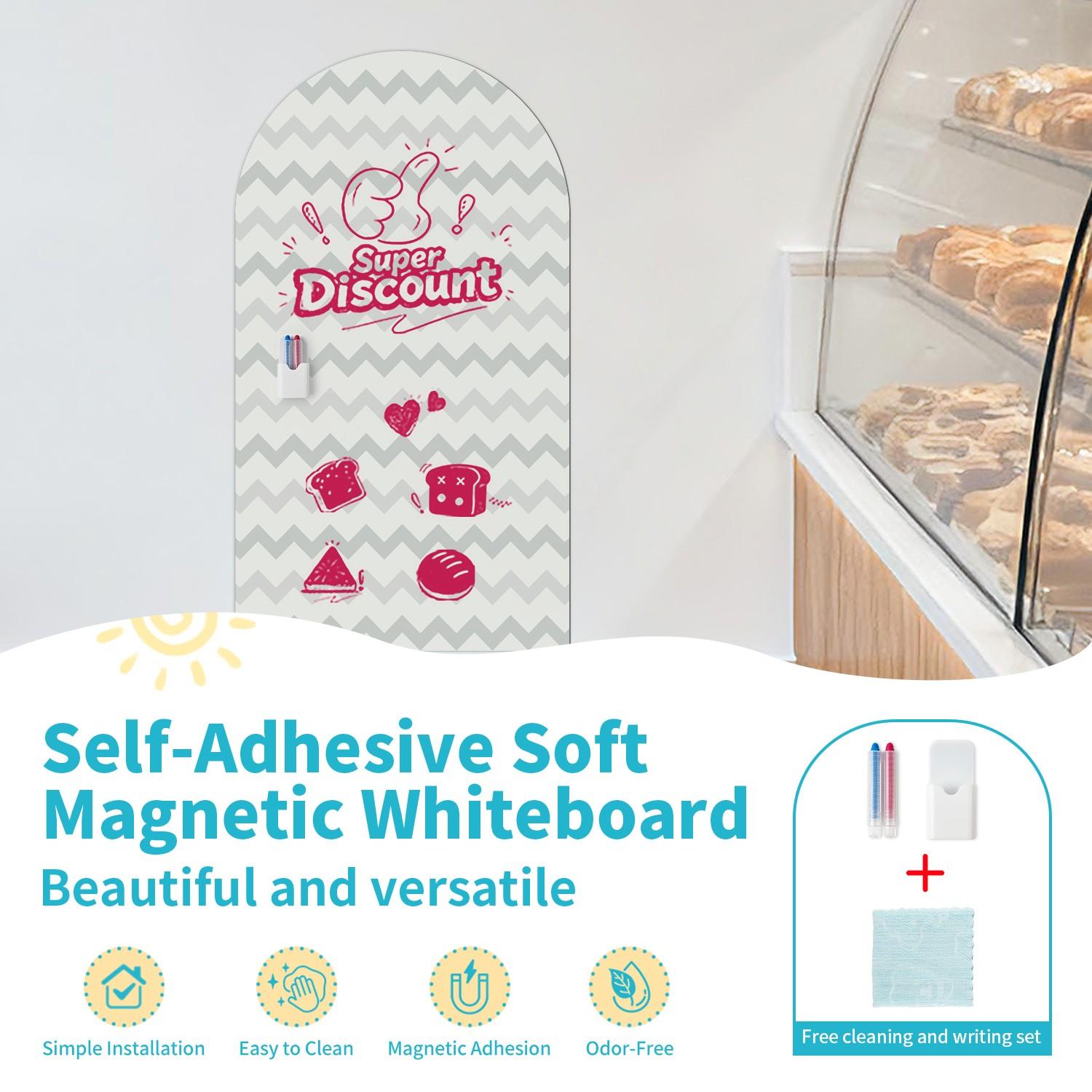 Serrated Arch Design Self-Adhesive Soft Magnetic Whiteboard,Matte Touch,Can Be Repeatedly Written And Erased Without Trace,Used For Offices And Home Classrooms