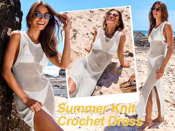 ANRABESS Womens Swimsuit Cover Up Summer Sleeveless Hollow Knit Bikini Swimwear Bathing Suit Coverup Crochet Beach Dress ANRABESS Womens Swimsuit Cover Up Summer Sleeveless Hollow Knit Bikini Swimwear Bathing Suit Coverup Crochet Beach Dress