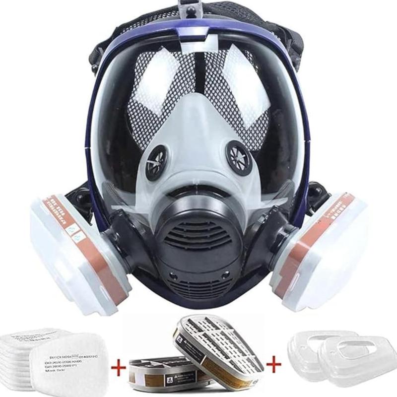 17 in 1 Full Face Respirator, Respirator Mask, Reusable Protective Face Cover with Adjustable Strap Widely Used in Organic Gas, Anti-Dust, Paint Sprayer, Chemical, Woodworking (Eye Protection)