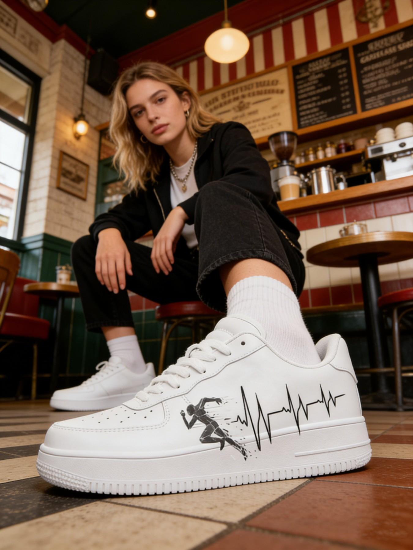 Customizable Pattern Sneakers for Men, Vintage Hong Kong Style, Versatile Casual Shoes, Comfortable and Stylish Footwear