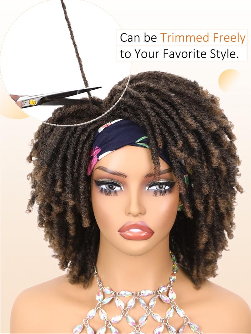 Dreadlock Wig Short Twist Braided Wigs for Women and Men, Afro Curly Synthetic Wig, Faux Locs Braided Crochet Hair Wigs, 1b/30#, Synthetic Twists Wigs