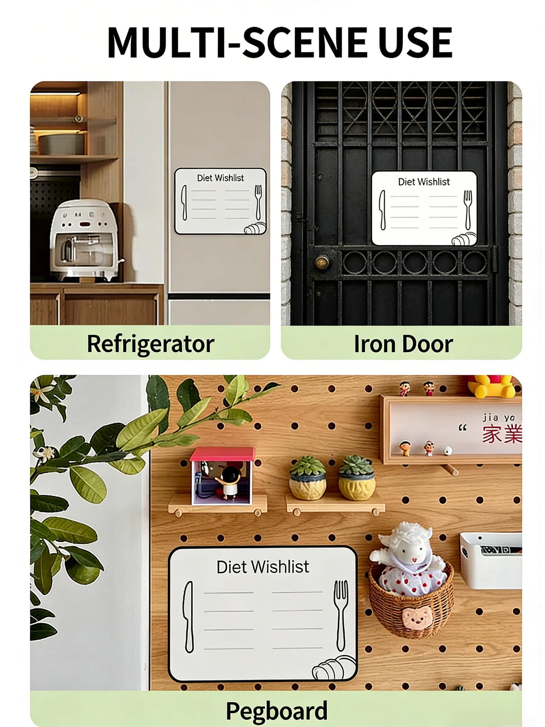 Magnetic Fridge Whiteboard Menu, Daily Shopping List Notebook, Durable Easy Clean, Strong Magnet, Perfect for Recipes Grocery Notes