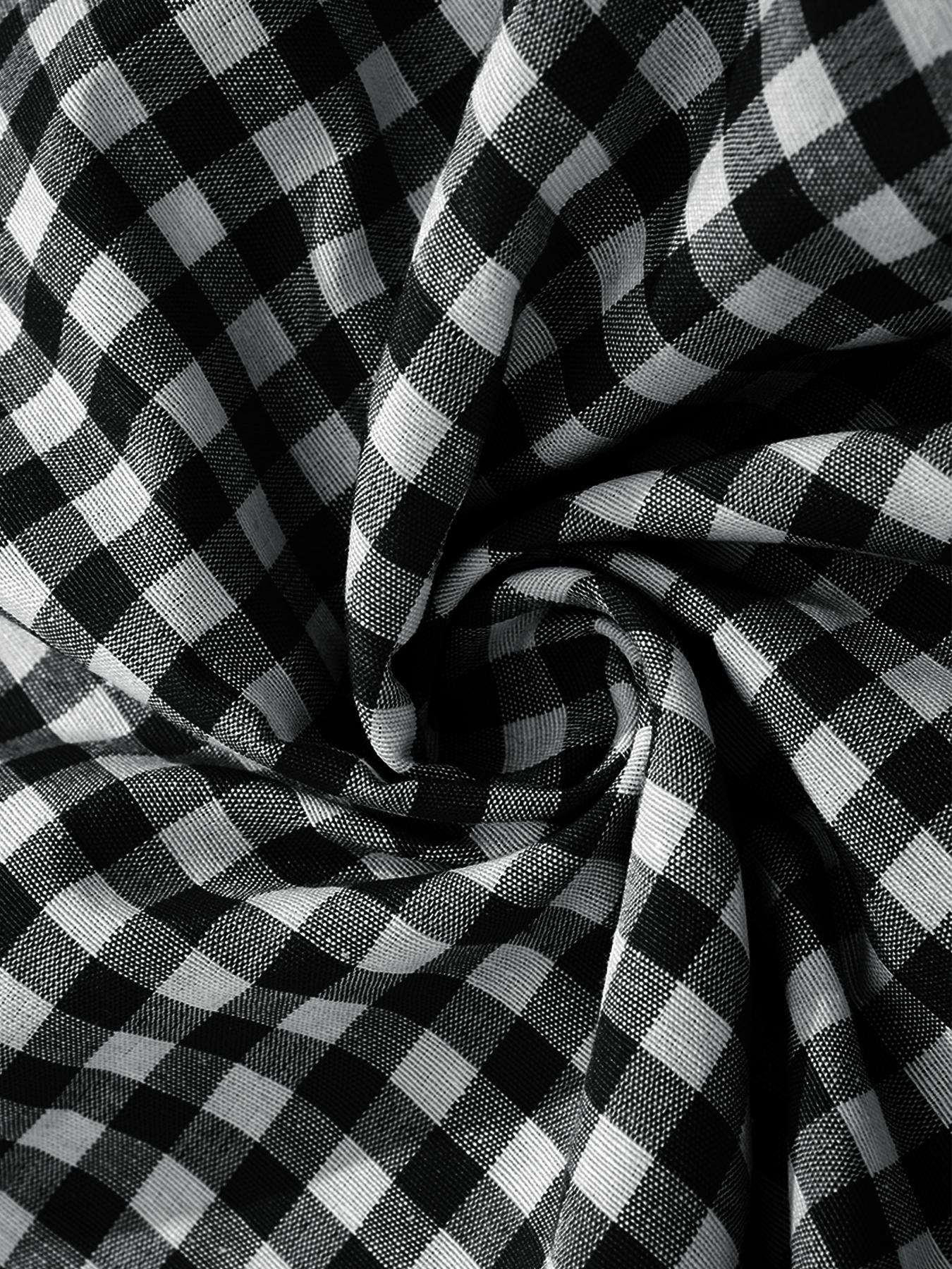 Men's Regular Fit Gingham Print Short Sleeve Shirt, Casual Half Sleeve Comfy Top for Fall, Men's Clothes for Daily Wear