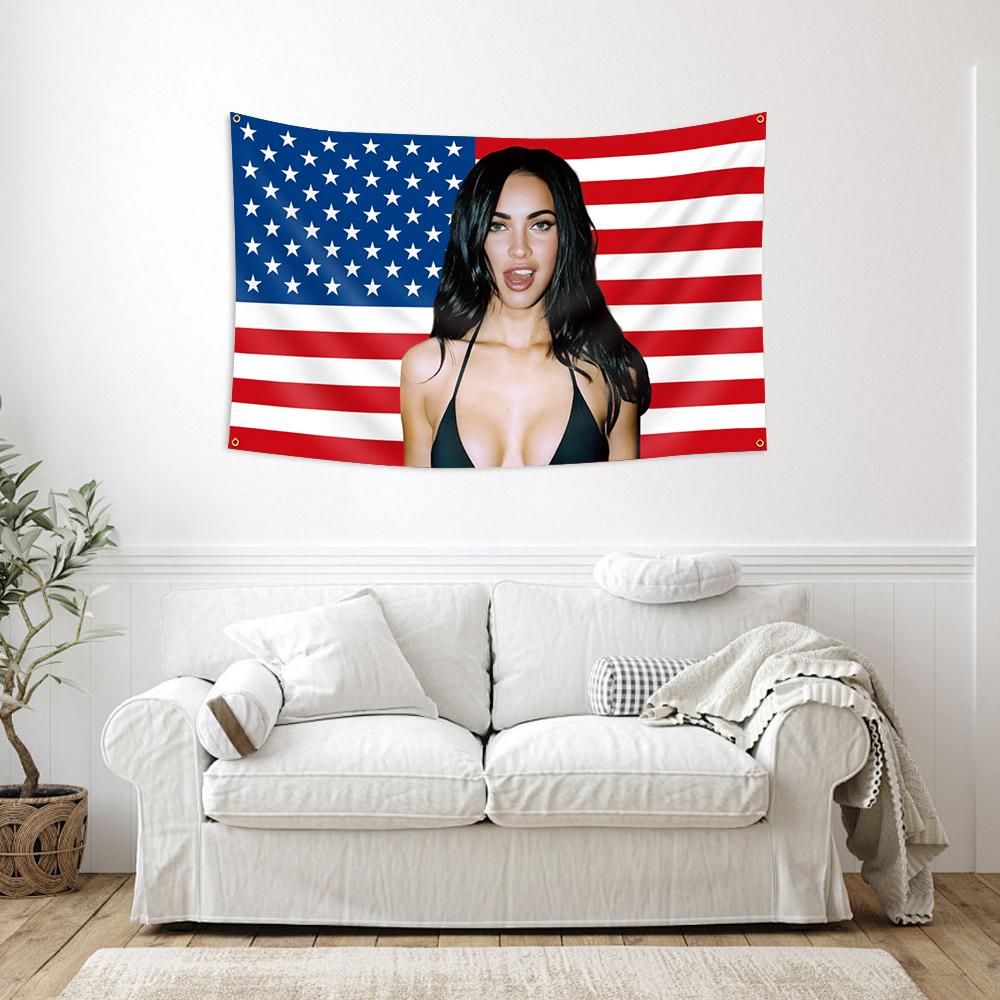 American Patchwork Flag Banner, 3x5 Feet Suitable for College Dorms, Men's Cave Wall Flag with 4 Brass Rings, Indoor Wall Decoration, Home Bedroom Decor, Home Decor Supplies