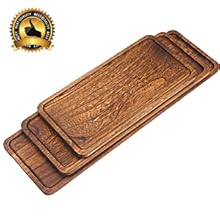 Wood 3 Tier Serving Tray Three Tiered Cupcake Stand, Rectangle Serving Platter Wooden Farmhouse Tiered Tray, Party Serving Brown Decorative Tray Decor