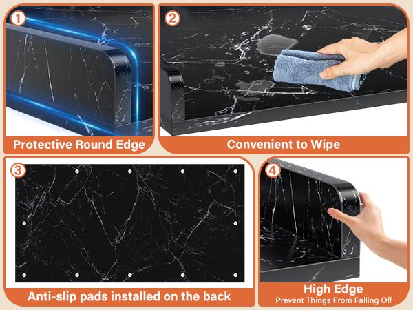 54" x 27.5" Laundry Countertop for Washer and Dryer with Non-Slip Pads，Wood Shelf Topper for Storage and Organization with Round Corner Edge Rails