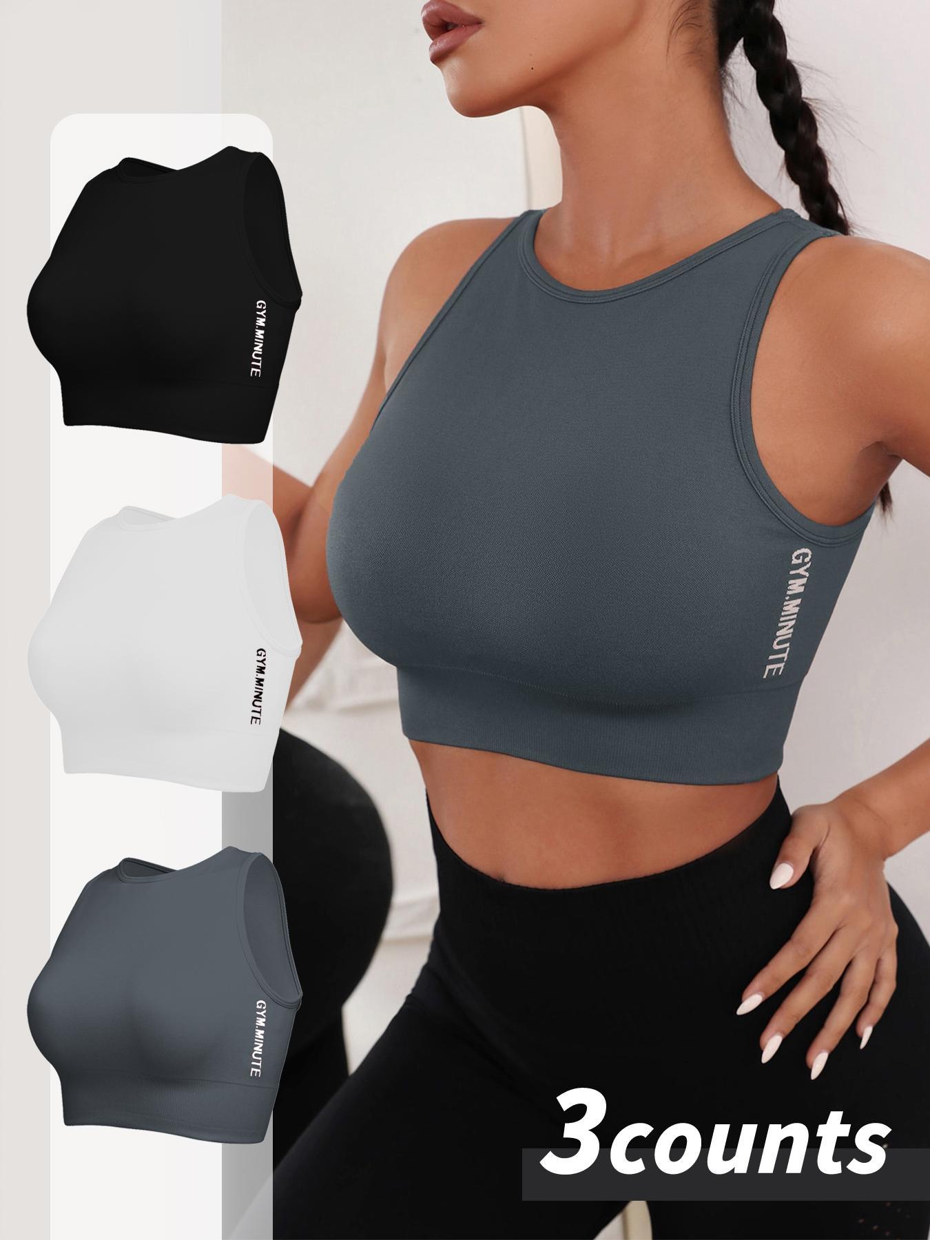 Women's Solid Color Crop Sports Tank Top, Breathable Moisture Wicking Quick Drying Sports Top, Ladies Sportswear for Indoor Outdoor Wear, Gym Performance Top