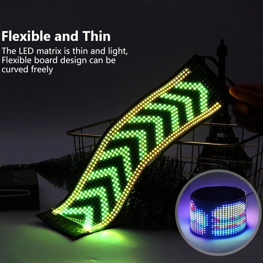 Flexible LED Matrix Pixel Display Devil Eye Car Light Decoration, Programmable Digital Panel, DIY Custom Patterns Text Animations, Bluetooth-compatible APP Control