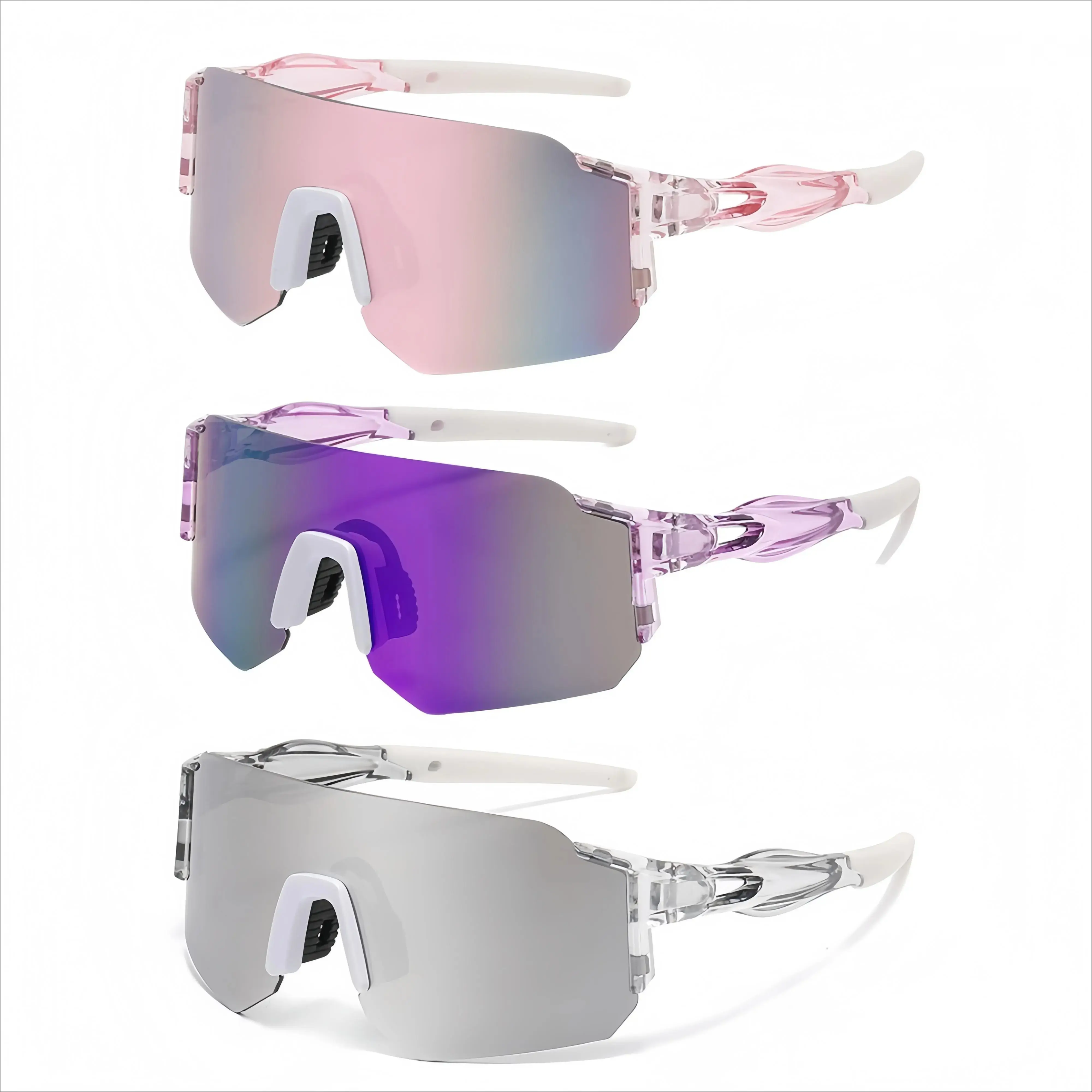 Unisex Wraparound Sports Sunglasses With 3‑Lens Kit, UV400 Wind‑Resistant Protective Eyewear, Designed For Cycling Mountain Biking Fishing And Outdoor Sports