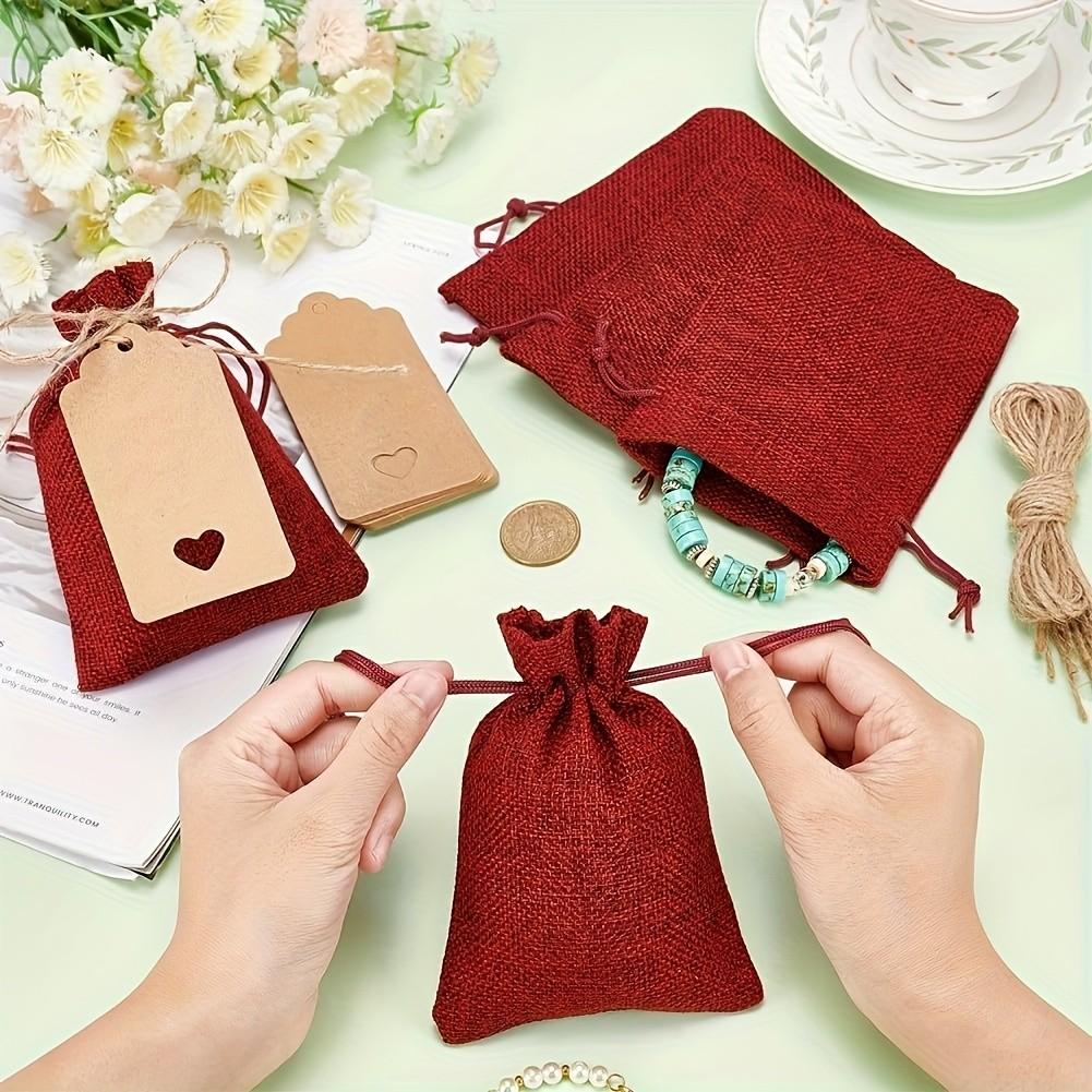 12 Pcs Hemp Drawstring Gift Bags, Reusable Holiday Craft Supplies, Wedding Favors Party Decor, Minimalist Style