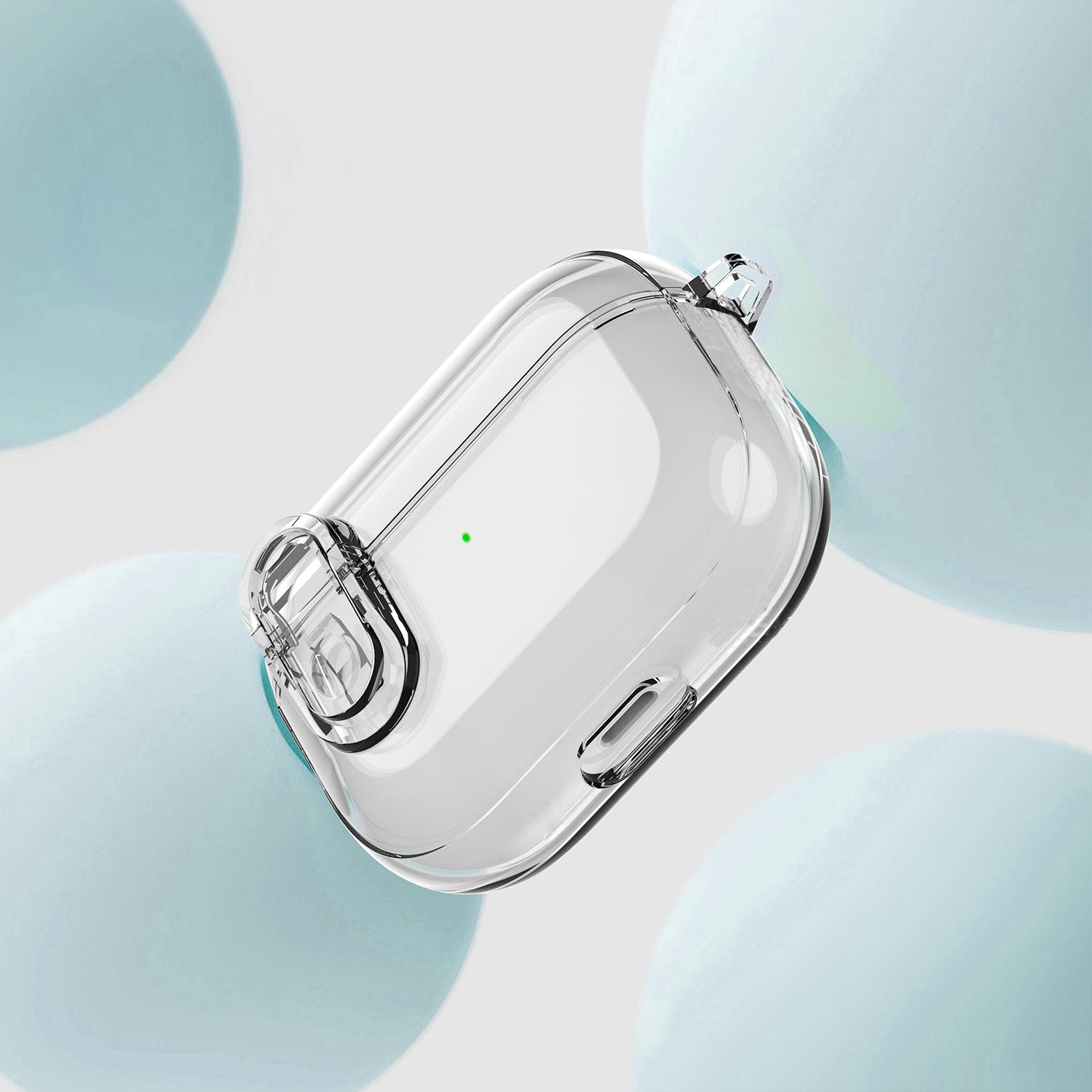 Transparent Soft TPU Protective Case for Wireless Earbuds Pro 3/2/1 & 4/3/2/1 Gen, Audio Headphone Accessory with Secure Lock, Carabiner Keychain, Portable Button, Automatic Charging & Full Protection, Women's Cute Cover