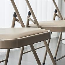 4/6 Pack Folding Chairs with Padded Seats for Outdoor & Indoor, Portable Stackable Commercial Seat with Steel Frame for Events Office Wedding Party, 330lbs Capacity
