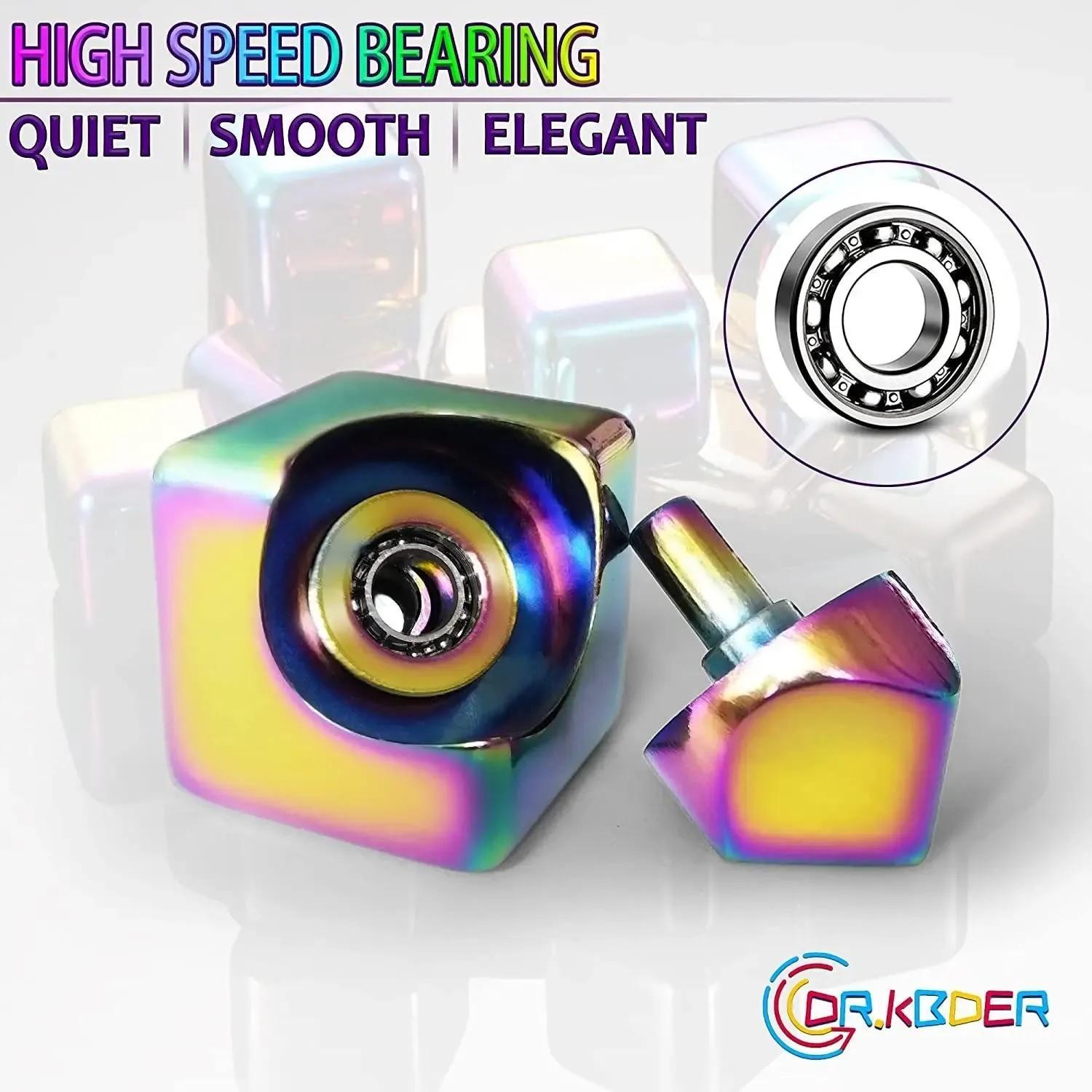 Alloy Rotating Rubik's Cube Fidget Spinner, Multi-Color Blocks Design, Smooth Spin, Stress Relief, Focus Improvement, Office Study Relaxation