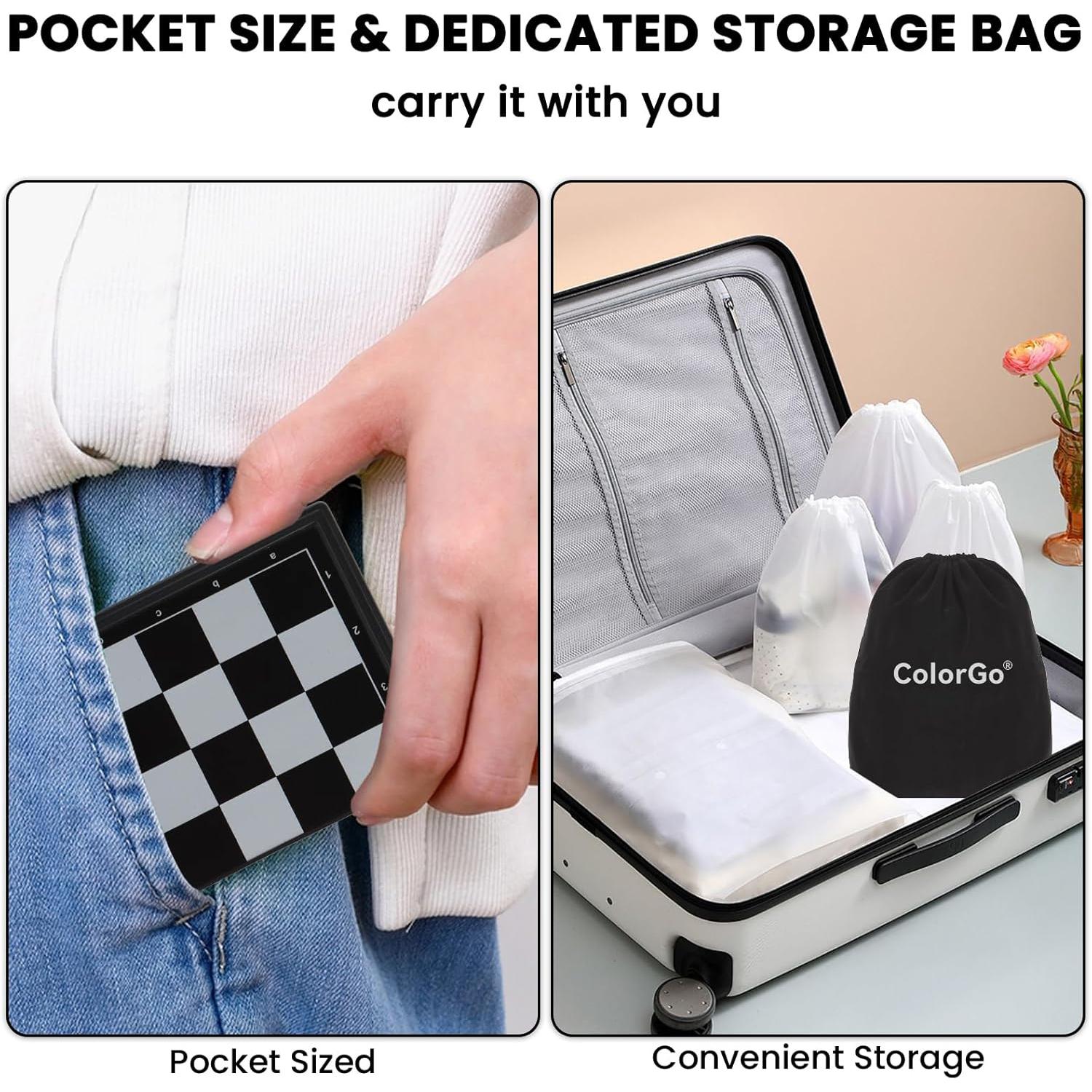 Magnetic Travel Chess Set for Kids and Adults, Portable Foldable Board Educational Toy, Mini Pocket Chess and Checkers Set, Family Game Night, Strategy Board Games