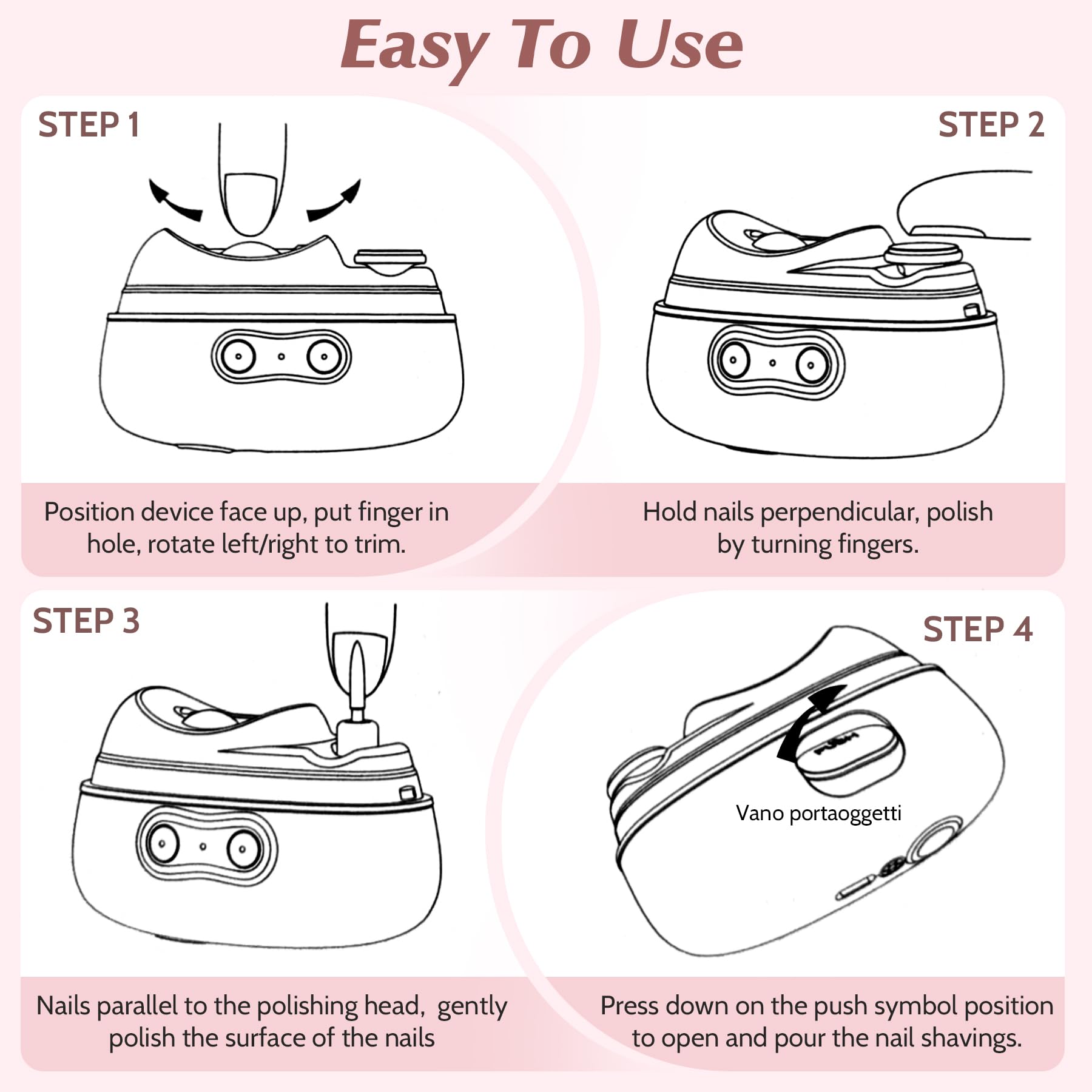4 in 1 Electric Nail Clipper & Polisher with LED Light, UV Light,2 Speeds, Built-in Storage ,Trim, Shape & Smooth Press-On Nails Perfectly,  Safe for Baby & Seniors, Ideal Gift for Family and Friends