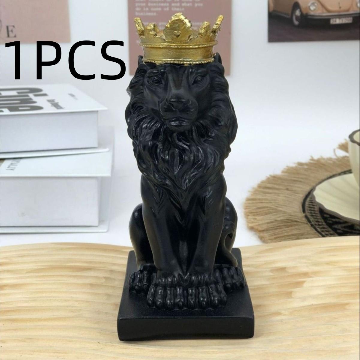 Crown Lion Home Decor Ornament, Elegant Animal Sculpture for Living Room, Unique Wall Art Piece, Perfect Gift for Housewarming