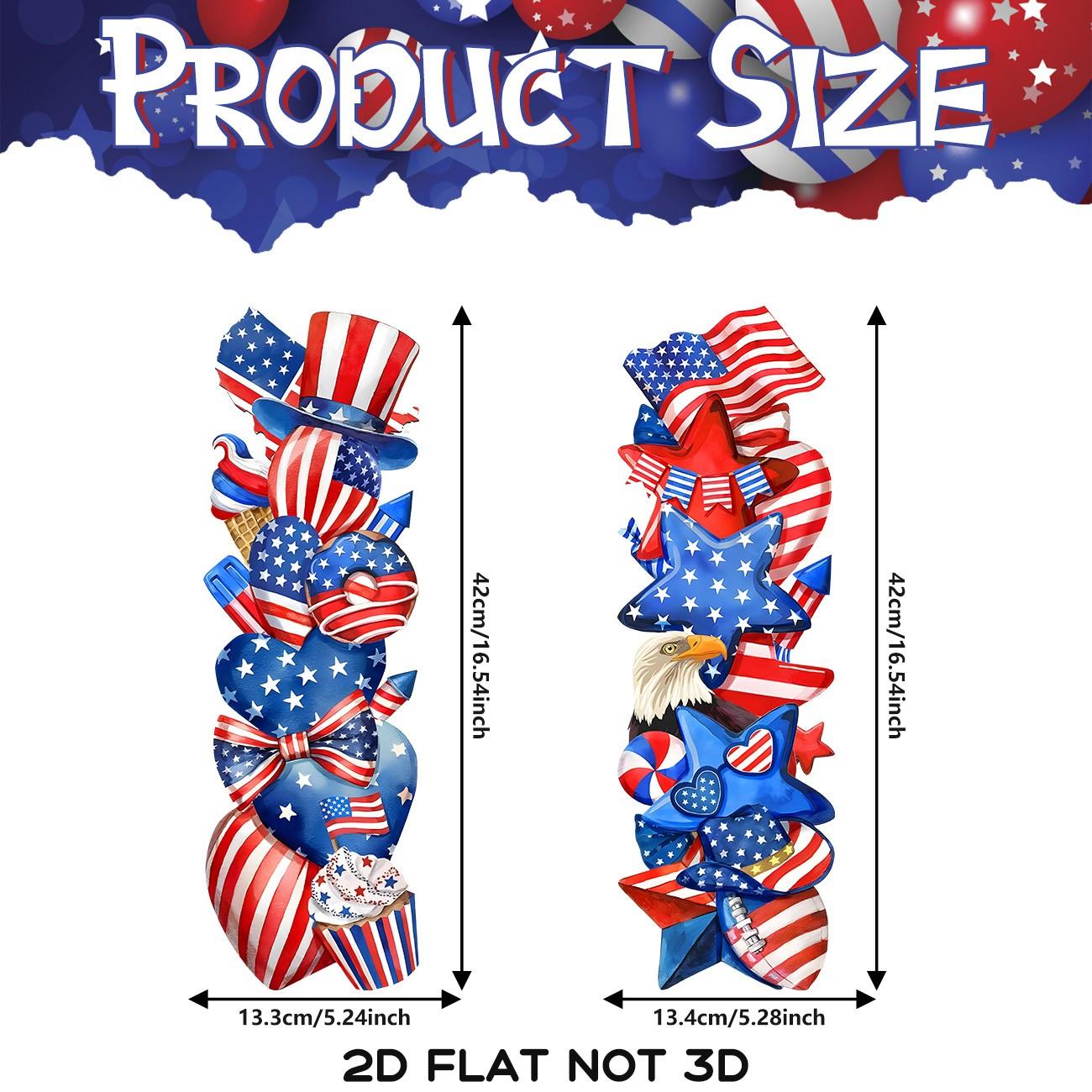 2pcs 4th of July Yard Signs with Stakes, Patriotic American Flag Themed Lawn Decorations, Waterproof Independence Day Outdoor Signs