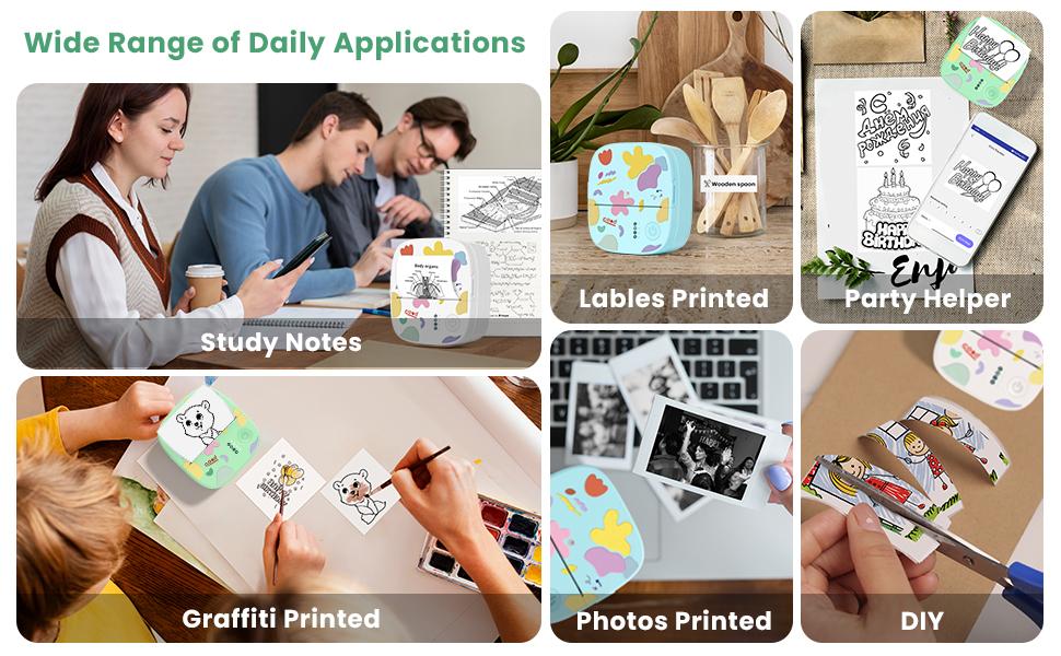 8 Rolls Paper for XenGro Mini Printer (3 Colored Stickers+3 White Stickers +2 Thermal Paper) for Study Notes,Gifts,Photos, Memos,Lists,Journals Printing Machine Sticky Label