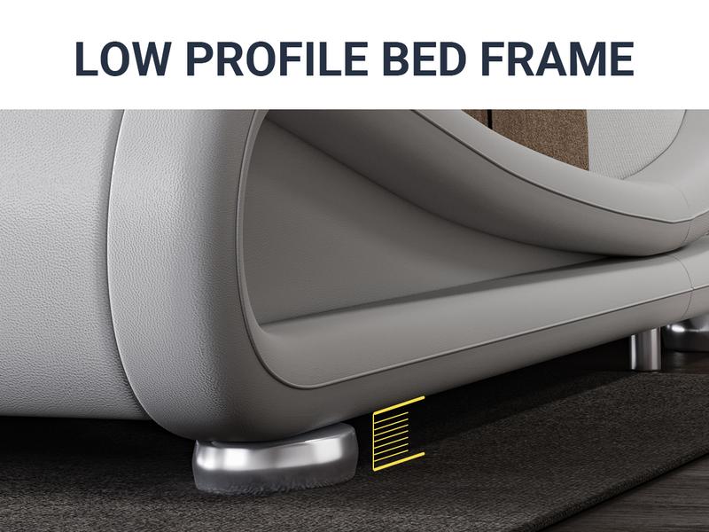 Allewie Full/Queen/King Size Bed Frame with Ergonomic & Adjustable Headboard, 【Frame Only No Mattress】Low Profile Modern Upholstered Platform Sleigh Design -  No Box Spring Required, Grey/Black/White,#TikTokShopBlackFriday #Christmas Gifts