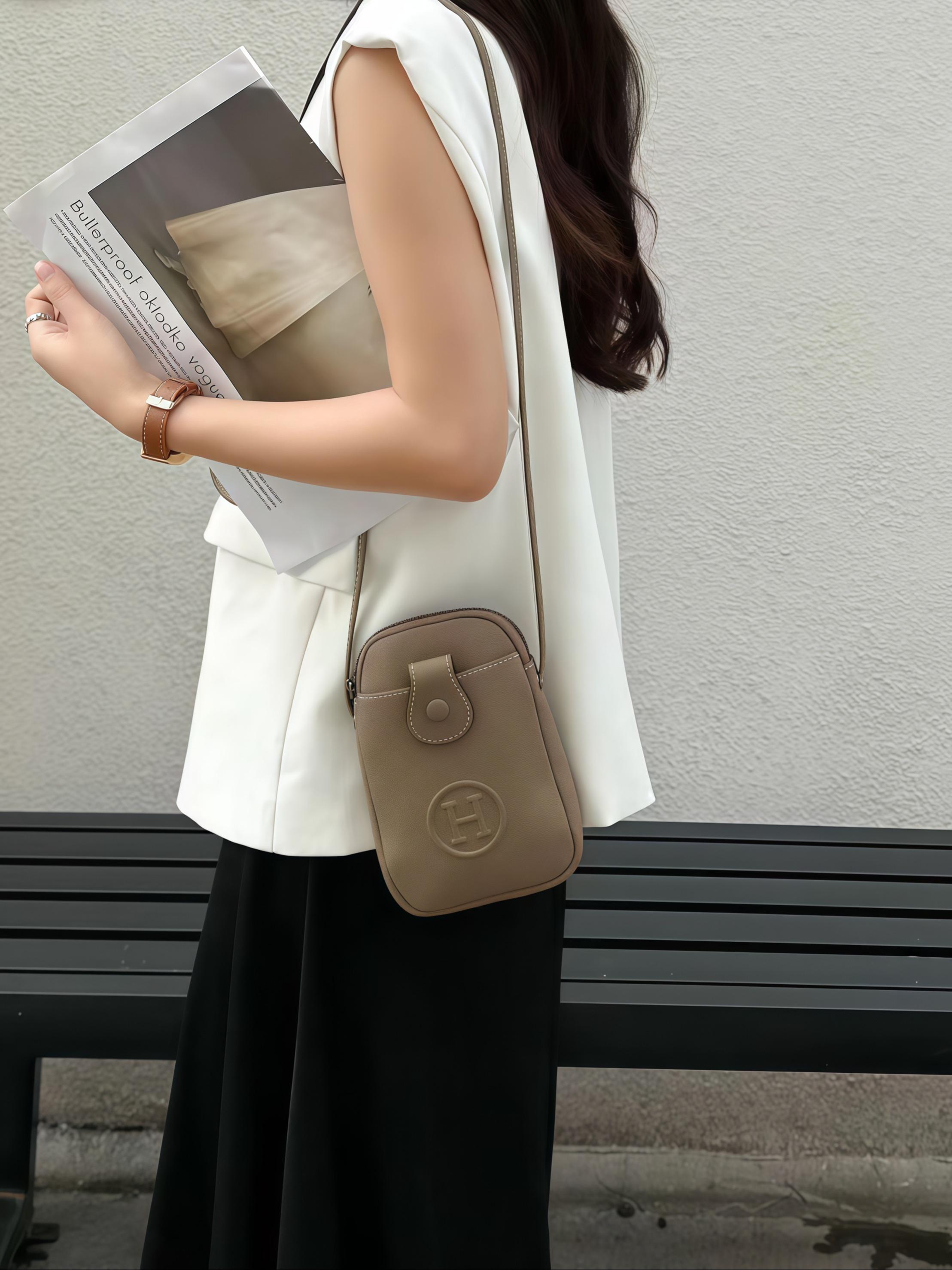 Fashionable Minimalist Letter Mini Crossbody Bag, Women's Versatile Phone Bag, Compact Portable Shoulder Bag, Multiple Colors Available
