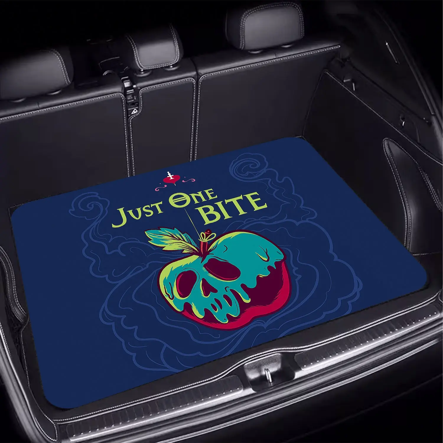 1pc, Dark Style Skull Apple Pattern Polyester Car Trunk Mat, Unique Printed Design, a Must-Have for Travel, Compatible with Various Car Models, Enhances The Interior Decor of Your Vehicle, Keeps Your Trunk Clean And Dry