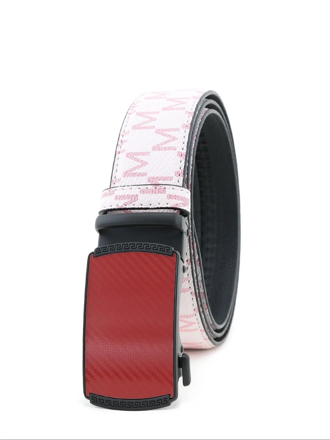 2026 New High-Quality Business M Letter Print Belt, Elegant Automatic Buckle Leather Belt, Versatile Waistband for Suits and Jeans, Easy Adjustable Belt