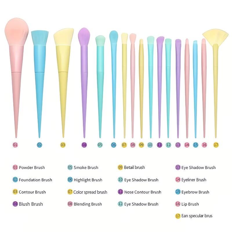 17-Piece Macaron Makeup Brush Set, Professional High-End Cosmetics Brushes, Ideal for Travel, Perfect Holiday Gift
