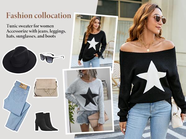 Blooming Jelly Off The Shoulder Knitted Sweaters Women's Cute Fall Tunic Tops Pullover Sweater