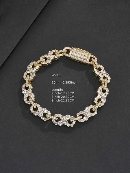 1PC ICED CHICS Eight-shaped Infinity bracelet, copper inlaid cubic zirconia, texture bracelet, Cuban Link Bracelet, street casual style, the best gift for your partner, date, party.