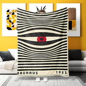 "A Bauhaus Artistic Flannel Blanket – Ultra-soft for Home, Camping & Office! Features iconic geometric eye design. Luxurious texture, ideal for art lovers seeking versatile comfort and decor."