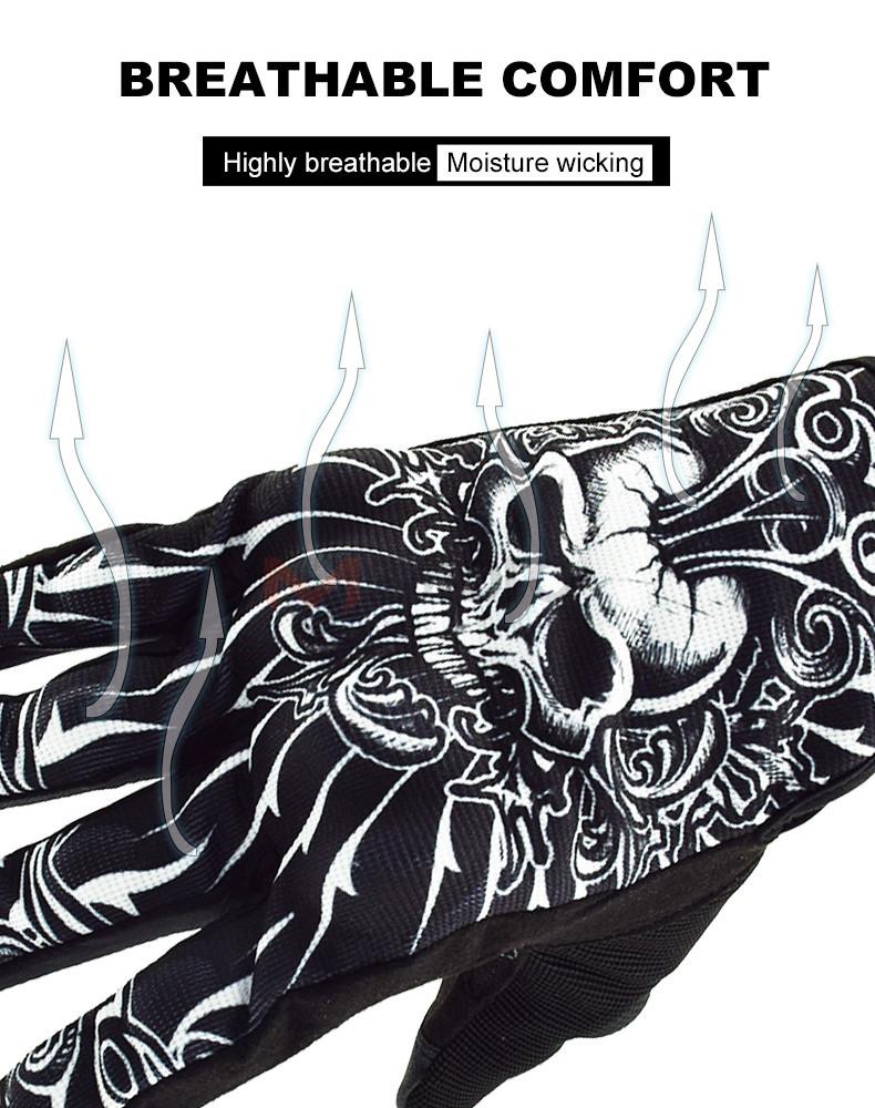 Men's Full Finger Touchscreen Riding Gloves With Skull Design For Motorcycle Motocross Dirt Bike Road Bike Mountain Bike Anti Slip Anti Fall Protective Gear Suitable For Climbing Skiing Cycling Outdoor Sports Lightweight Breathable Flexible Comfort For Ri