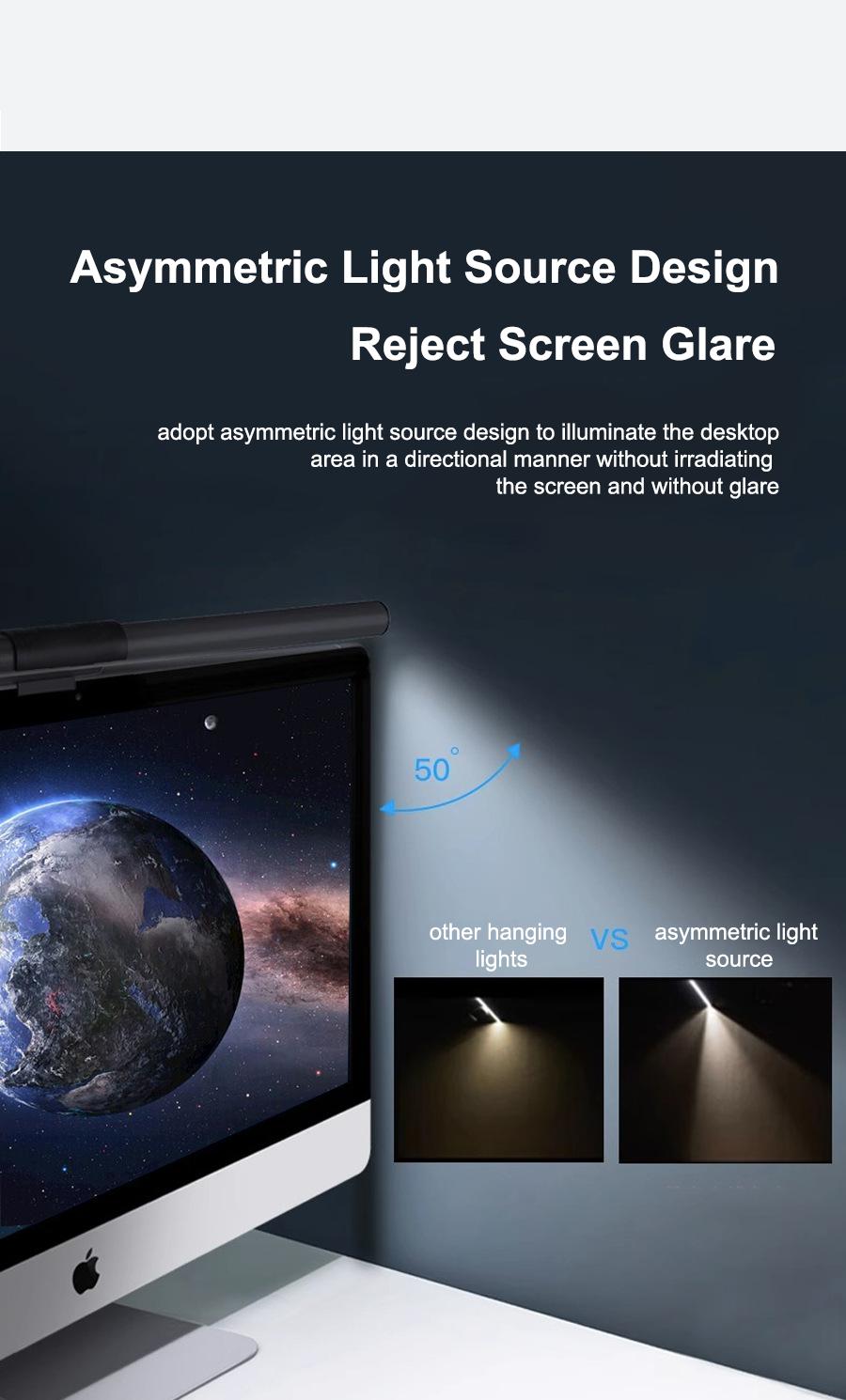 Screen Hanging Light, Gaming Ambient Light, Double Touch Computer Monitor Screen Hanging Light, USB Powered Gaming Screen Eye-care Lamp Adjustable Rgb Lighting Colorful Backlight