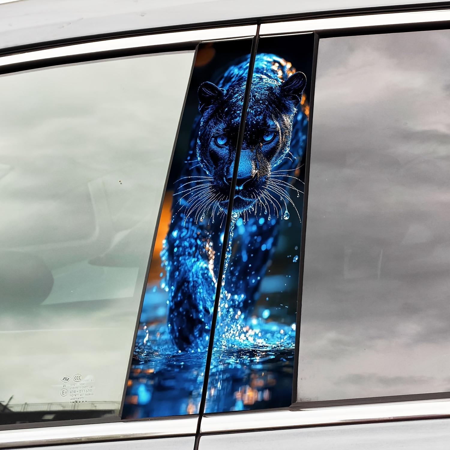 2-piece Angry Leopard - Leopard Skin Vinyl Car B-pillar Protective Stickers for Water Walking, Sticker For Cars, Self Adhesive Protective Film
