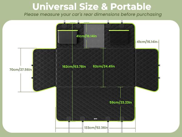 Pecute Pet Car Seat Cover Waterproof Dog Backseat Hammock with Mesh Window & Storage Pocket, 600D Non-Slip for Car/Truck, Easy to Install Washable