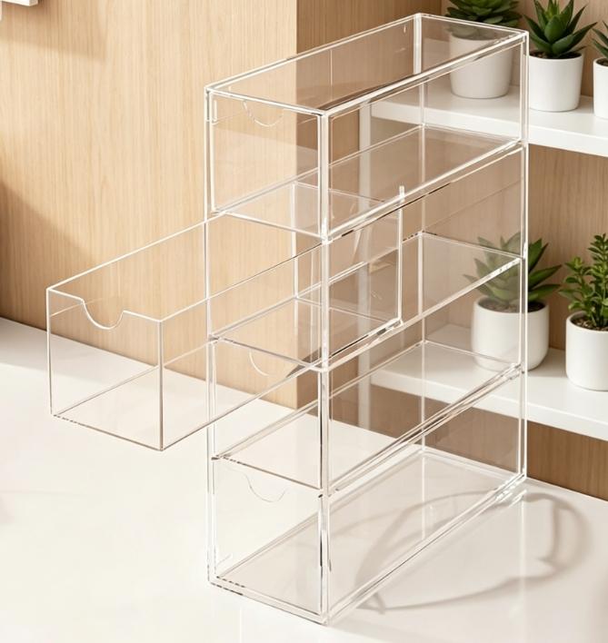 Multi-layer drawer storage box, organizing box, multi-layer transparent hair accessory storage box, stackable bathroom container, Clear storage box, suitable for organizing jewelry, cosmetics, hair bands and stationery