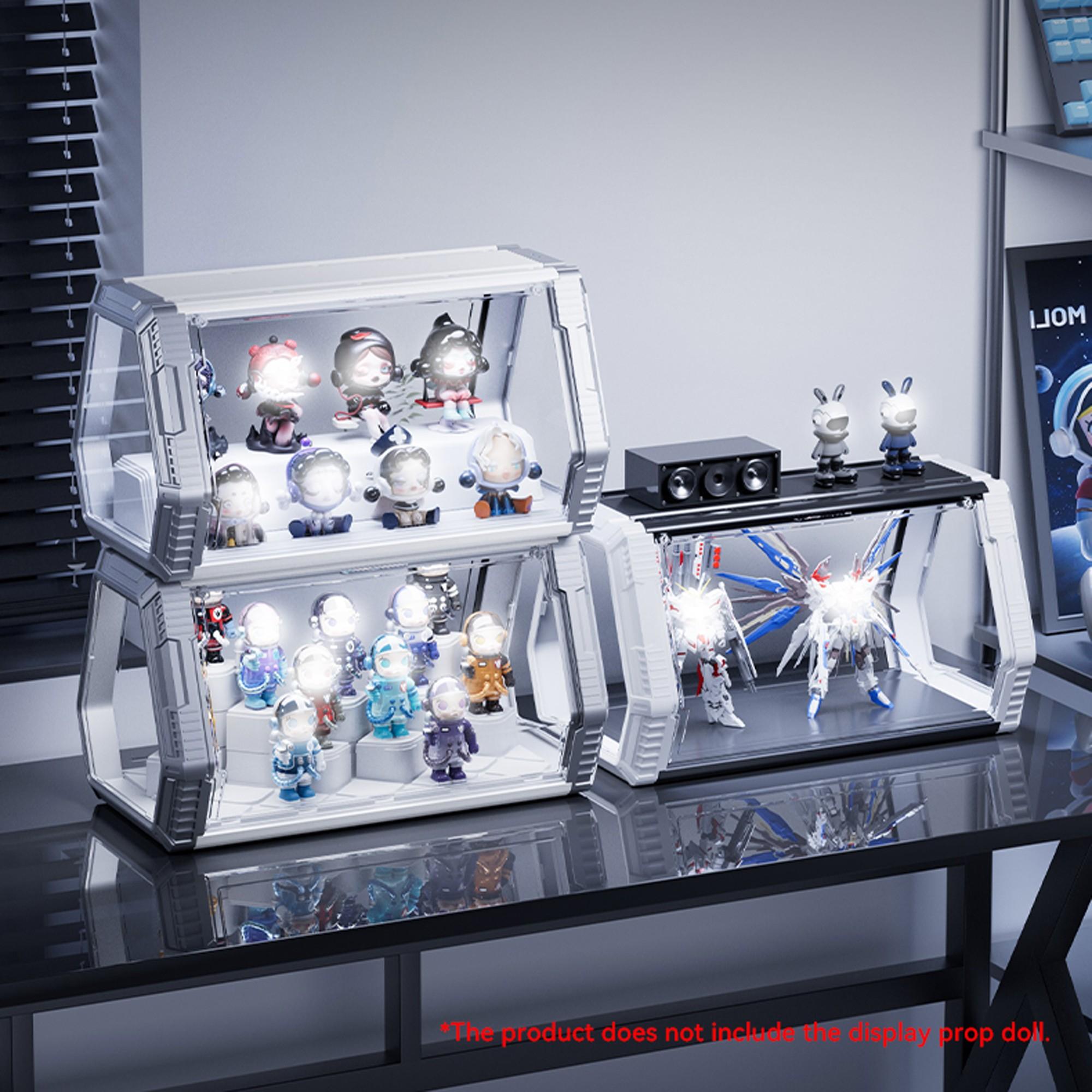 Space Pod Doll Display Case, Stackable DIY Building Blocks, Home Decor, Storage for Figurines and Plushies, Collectible Companion, Collectible Figures