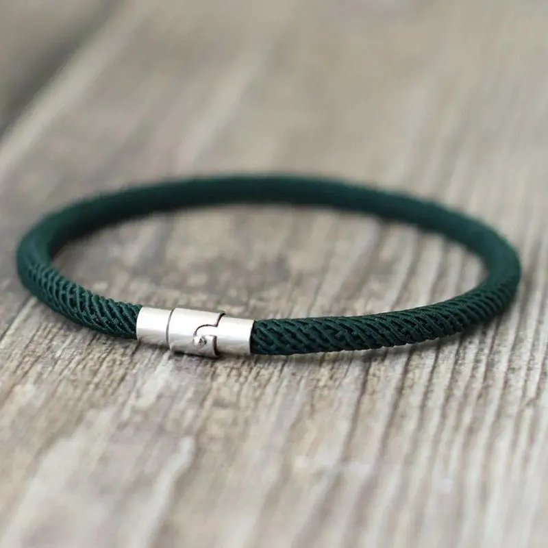 New Minimalist Rope Cord Round Bracelet for Women, Silver Color Micro Magnetic Clasp Costume Jewelry, Ideal Wedding Gifts Female Wear Accessory, All Seasons
